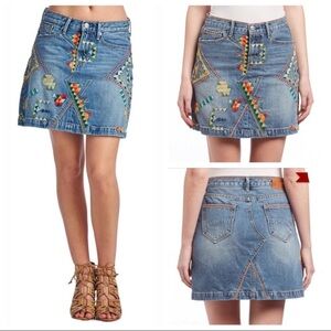 Driftwood Amy embroidered denim skirt 26
